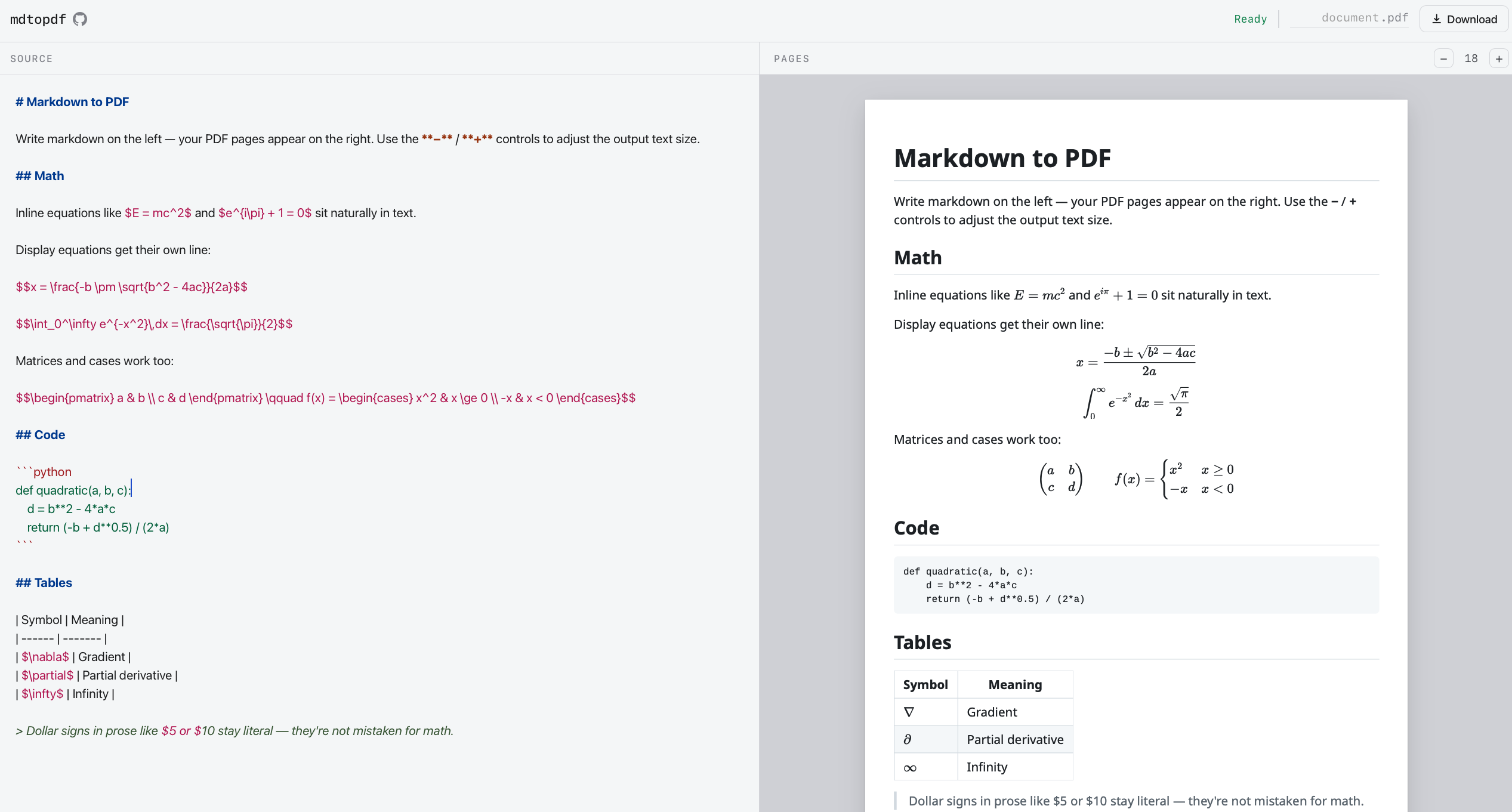 mdtopdf site